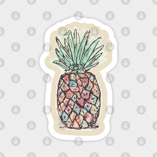 Watercolor Pineapple Magnet by faiiryliite