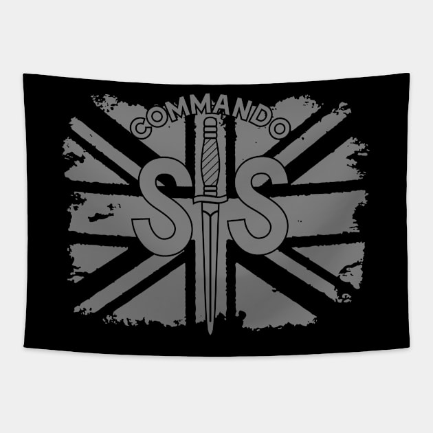 WW2 British Army No2 Commando SAS Badge with Union Jack Tapestry by GRIM GENT