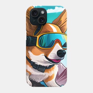 Welsh Corgi Ski goggles skiboarding in the Mountains Phone Case