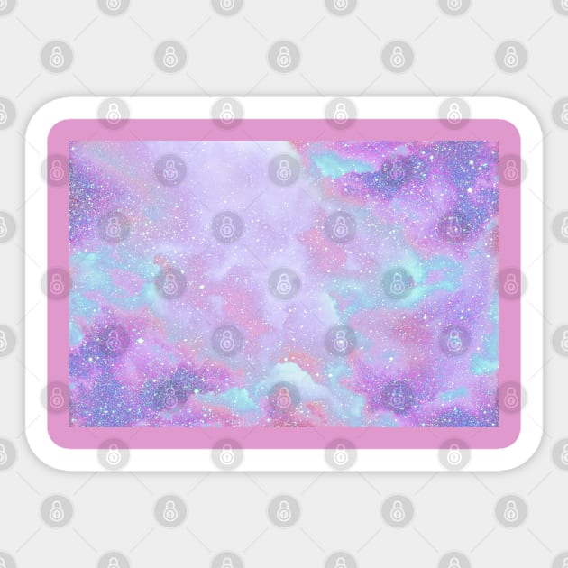 fairy dust glitter clouds magic sky in pastel colors pink purple