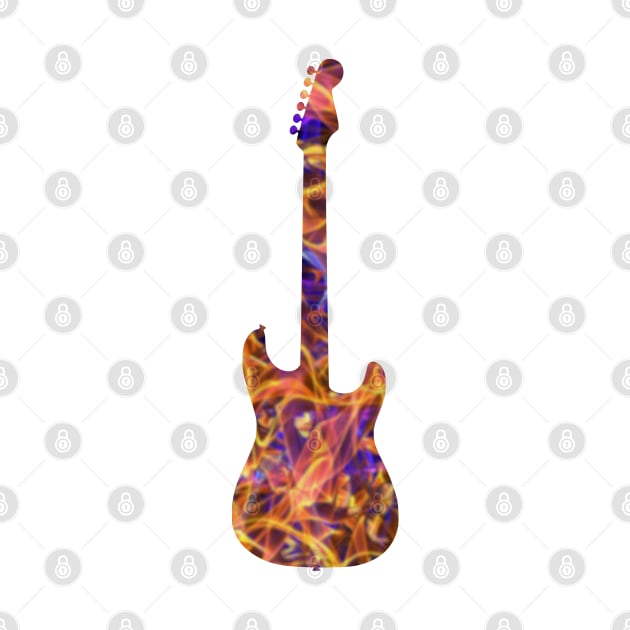 Yellow on Purple Flame Guitar Silhouette by gkillerb