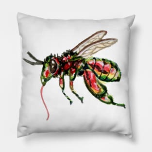 Watercolor Orchid bee Pillow