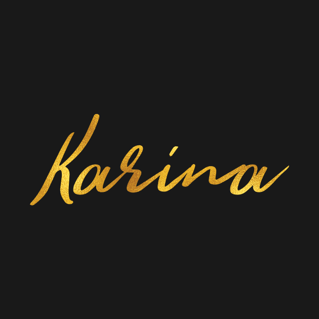 Karina Name Hand Lettering in Faux Gold Letters by Pixel On Fire