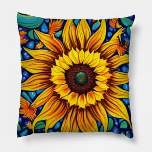 Psychedelic Sunflower Pillow