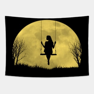 Girl under the moon Tapestry