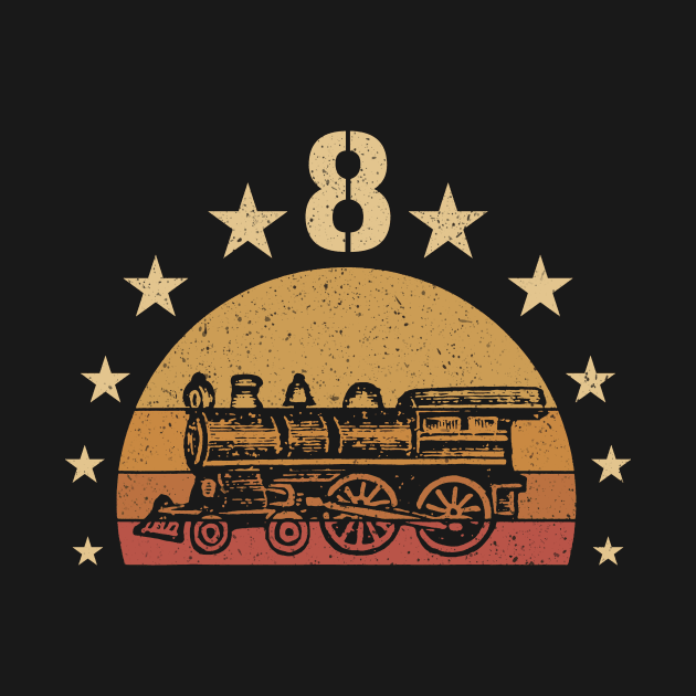 Vintage I'm 8 Years Old Locomotive Train 8th Birthday by OHC t-shirt