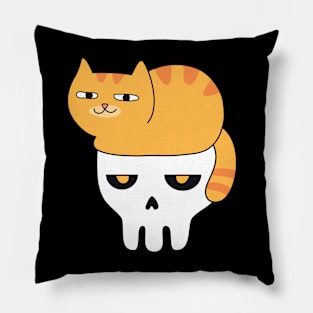 Ginger Cat and Skull Pillow