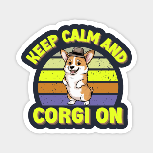 Corgi Keep Calm And Corgi On Vintage Magnet