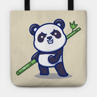 Angry Panda Holding Bamboo Tote