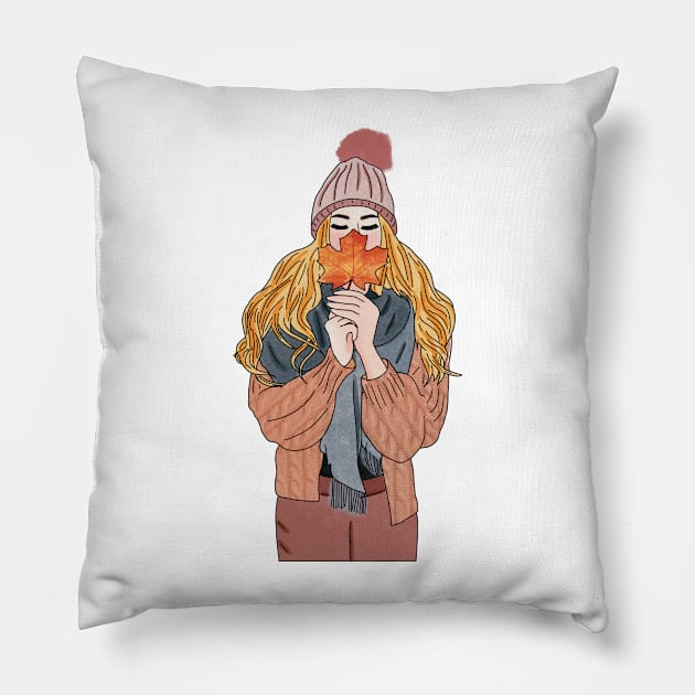 Fall girl Pillow by piscoletters