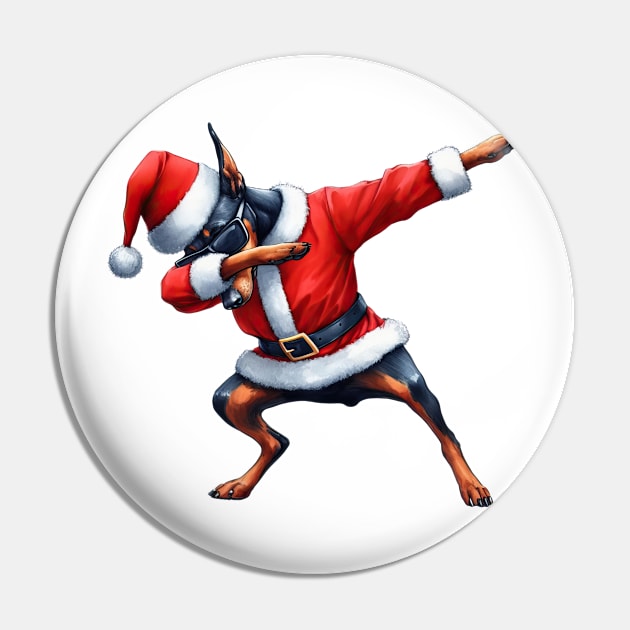 Christmas Doberman Pinscher Dog Dabbing Dance Pin by Chromatic Fusion Studio