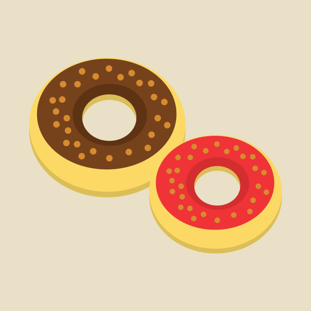 Chocolate and Strawberry Donut Pair by InkyArt