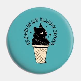 Ice Cream Black Cat in pink Pin