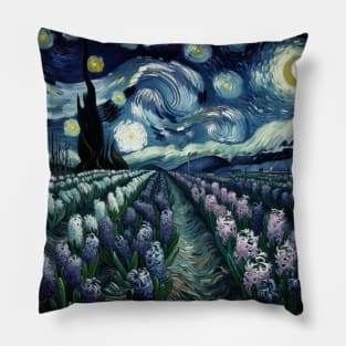 Enchanted Flower Garden Night: Hyacinth Starry Floral Pillow