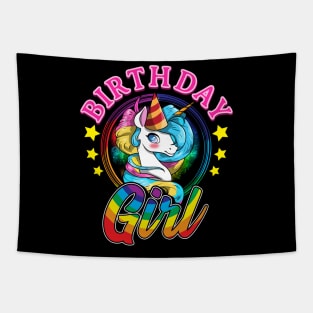 Birthday Girl Cute Unicorn Shirt Tapestry