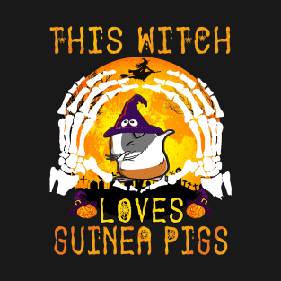 This Witch Loves Guinea Pigs Halloween (23) T-Shirt