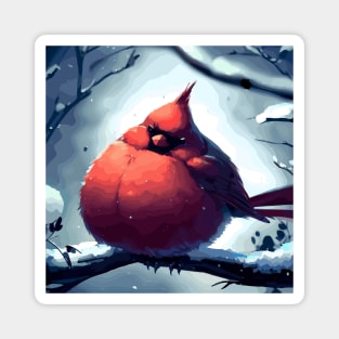 Cute Northern Cardinal in winter Magnet