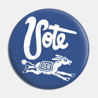 Vintage 1960's Vote Democrat Donkey (White) Pin