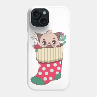 Cute cat in Christmas stocking Phone Case