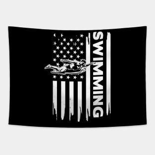 Swimming US flag graphic concept Tapestry