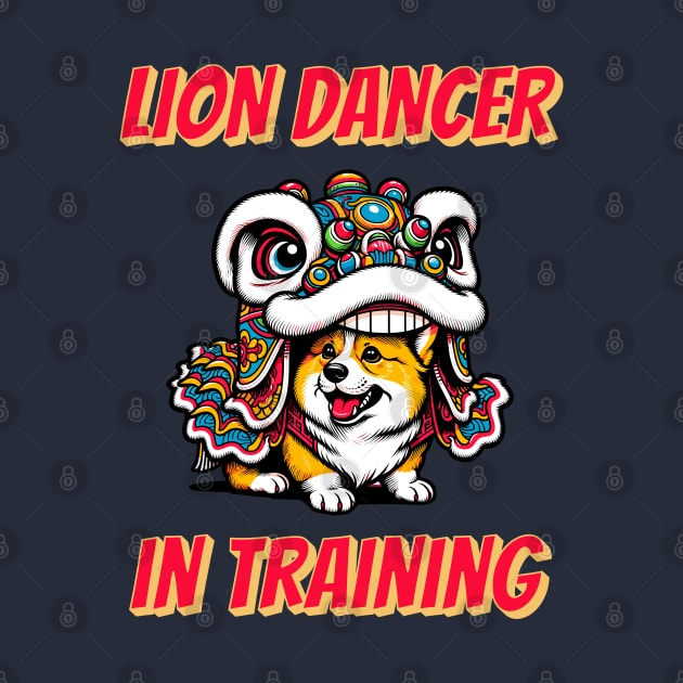 Corgi Lion Dancer in Training for Chinese New Year 2024 by Half Sugar Boba