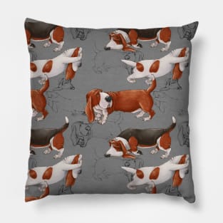 Funny Basset Hound. Drawn dog. Pillow