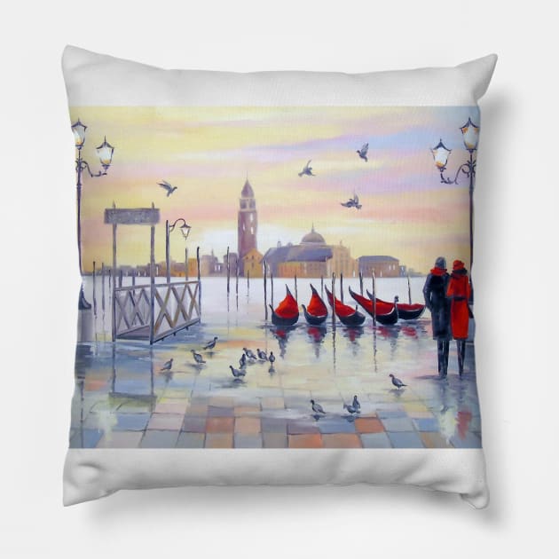 Morning in Venice Pillow by OLHADARCHUKART