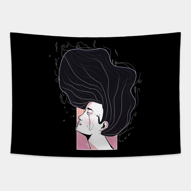 Woman Nouveau Minimalist Tapestry by João Montenegro