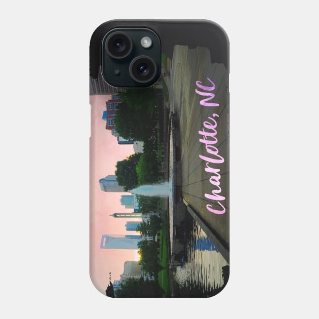 Cool photography of Charlotte North Carolina skyline blue sky sunset USA city break Phone Case by BoogieCreates