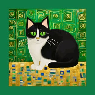 Klimt Tuxedo Cat with Green Eyes T-Shirt