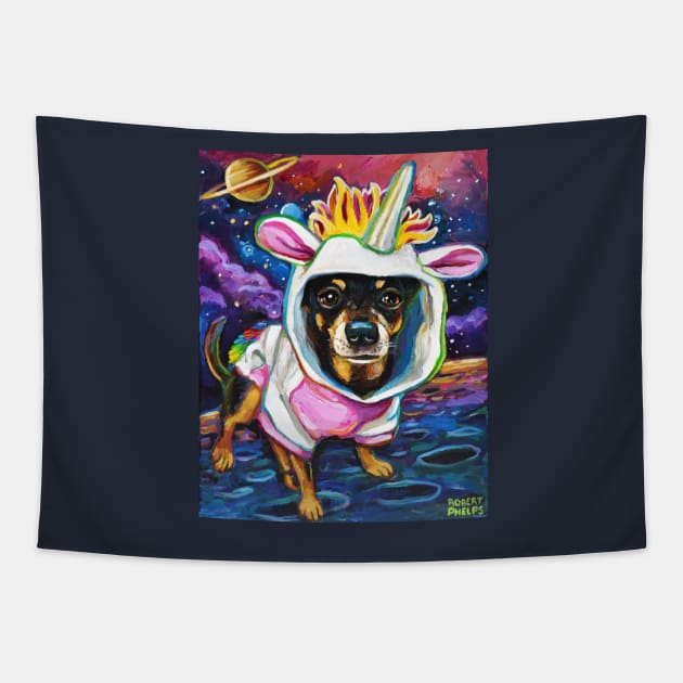 Sabu the Magical Chihuahua in Space Tapestry by RobertPhelpsArt