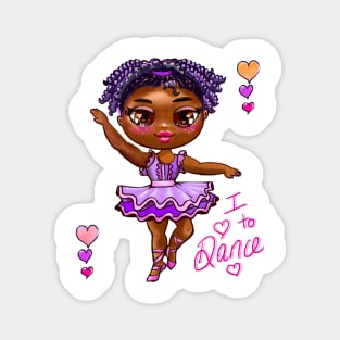 Ballet - African American girl dancing in purple tutu #1 - I love to dance Magnet