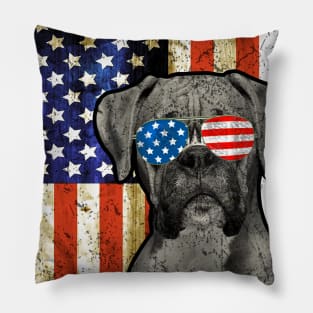 Boxer Dog 4th Of July American Flag Patriotic Gift Pillow