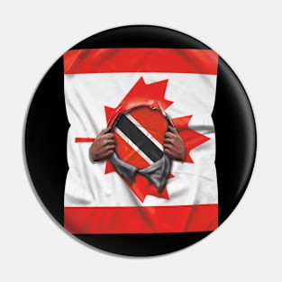 Trinidad And Tobago Flag Canadian Flag Ripped - Gift for Trinidadian And Tobagoan From Trinidad And Tobago Pin