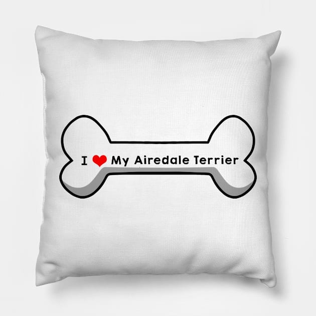I Love My Airedale Terrier Pillow by mindofstate