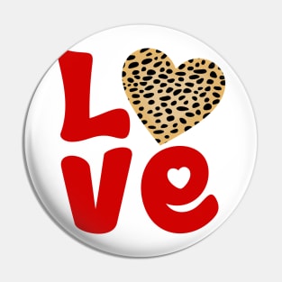 Love Letters with Cheetah Leopard Pattern Heart Pin