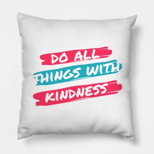 Red and Teal Brushstroke Kindness Typography Pillow