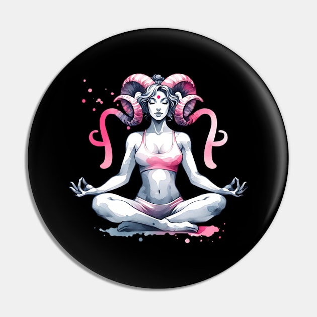 Aries Woman in meditation,Yoga Girl, Yoga Mom Birthday gift, Mothers Day gift Pin by O.M.Art&Yoga