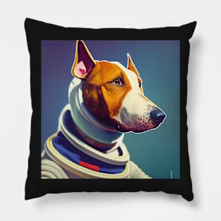 Bull Terrier wearing astronaut clothing Pillow