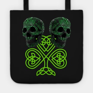 Shamrock St Patricks Day Irish Celtic Knot Skulls Tote