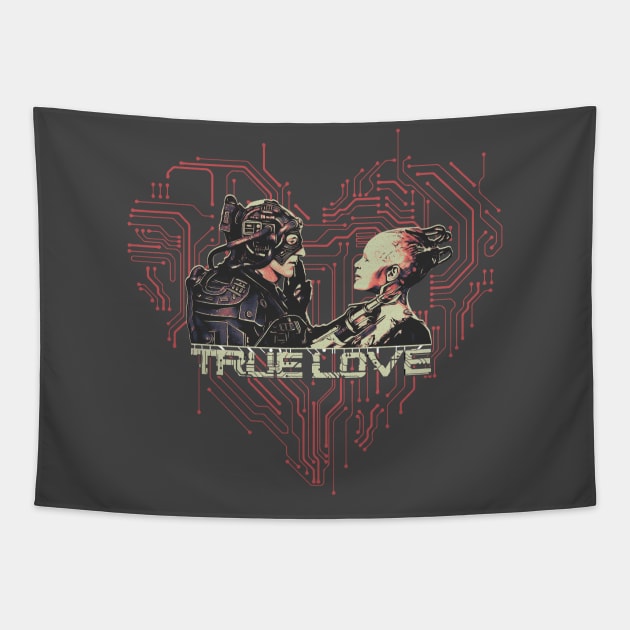 Cyborg Love Tapestry by creativespero