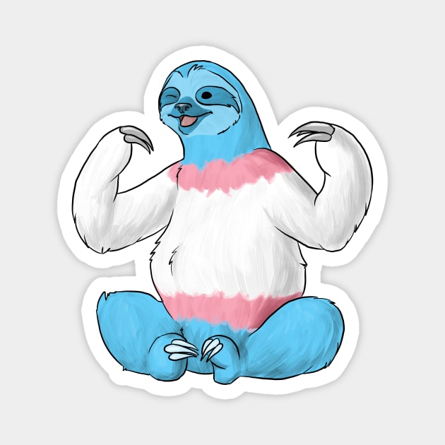 Trans Pride Sloth Magnet by Khalico