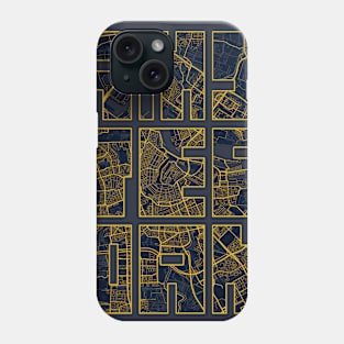 Amsterdam, Netherlands City Map Typography - Gold Art Deco Phone Case