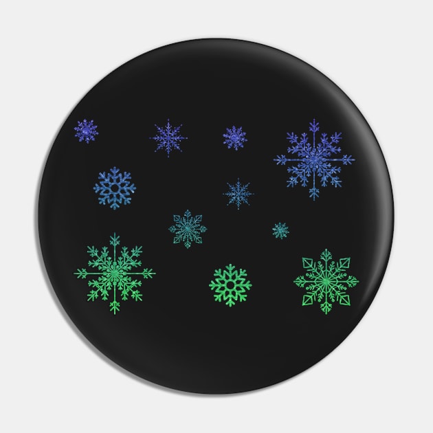 Ombre Blue Green Faux Glitter Snowflakes Pin by Felicity-K