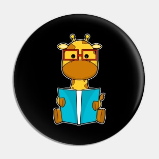 Giraffe as Nerd with Book & Glasses Pin