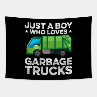 Just A Boy Who Loves Garbage Trucks Tapestry