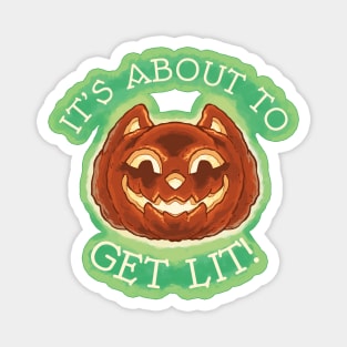 Get Lit Pumpkin Cat in orange Magnet