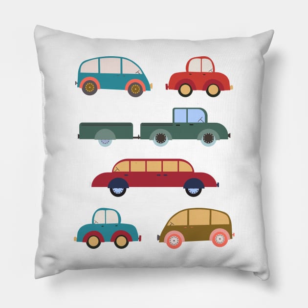 A very busy day in the city - teal green Pillow by FrancesPoff