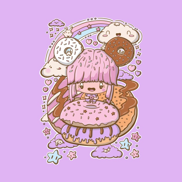 Cute doughnut girl kawaii style by studiomogwai