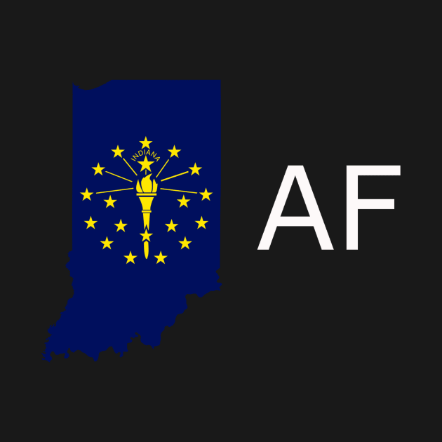 Indiana Flag State Outline AF (white) by Big Term Designs